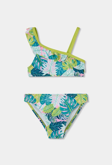 Bikini mit tropischem Blattmuster UPF50+