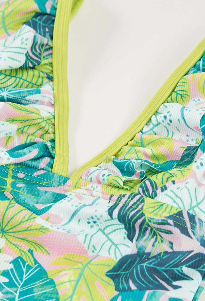 Maillot de bain fille motif feuilles