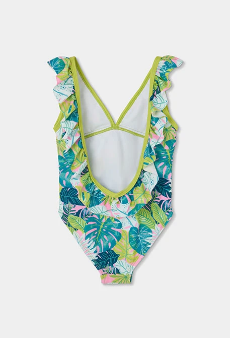 Bañador niña estampado hojas UPF50+