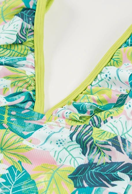 Fato de banho menina estampado folhas