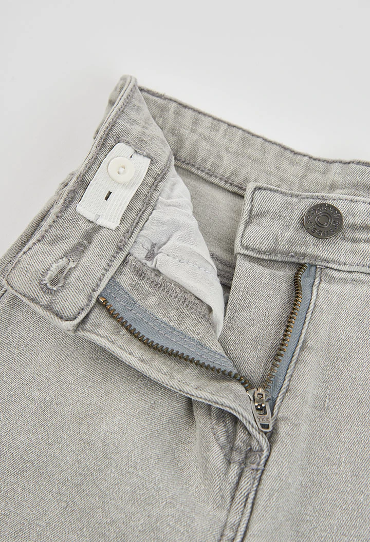 Pantalons denim nena gris wide leg