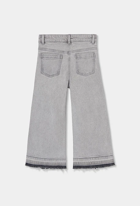 Pantalone denim bambina grigio wide leg