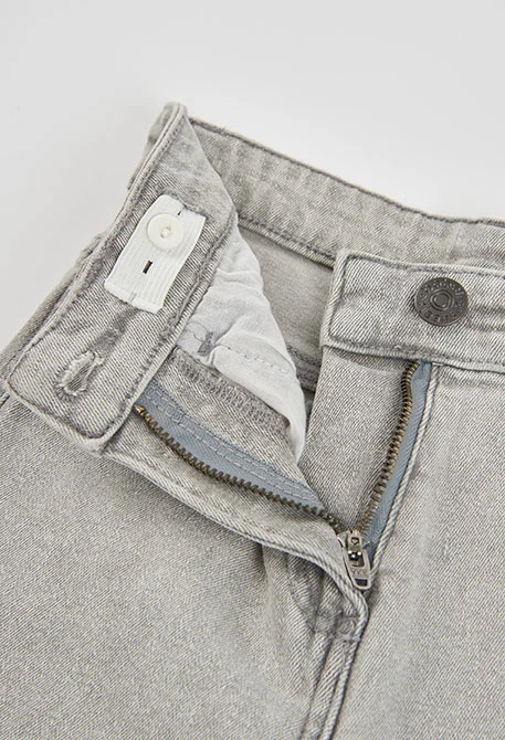 Pantalone denim bambina grigio wide leg