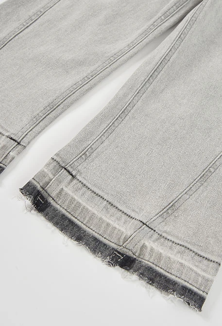Pantalón denim niña gris wide leg