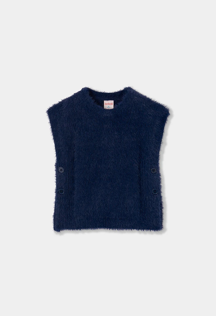 Marineblaue Mädchenweste mit Knöpfen