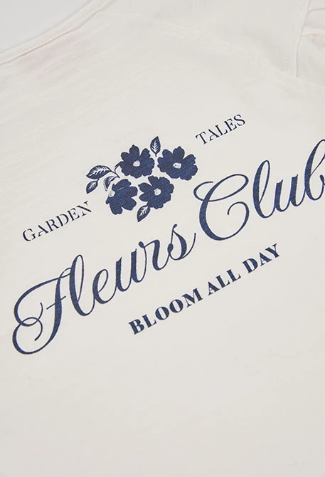 Samarreta de punt nena blanca estampat flors