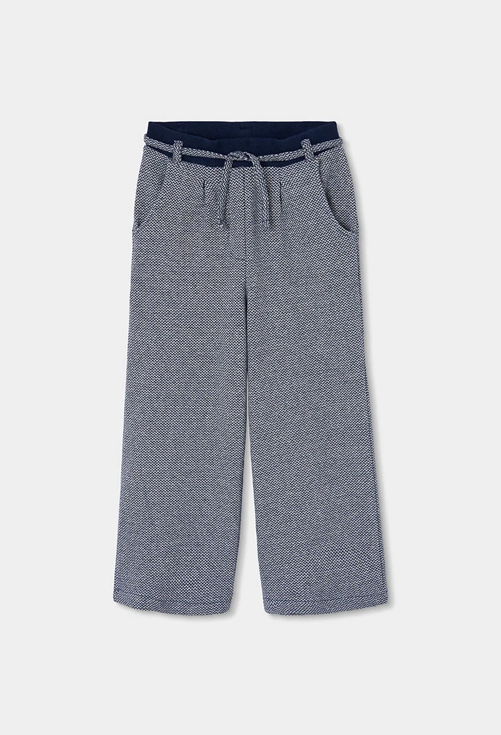 Navy blue herringbone knit trousers girl