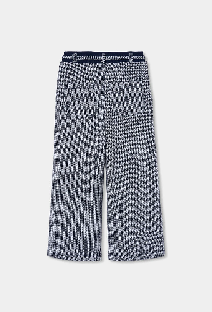 Navy blue herringbone knit trousers girl
