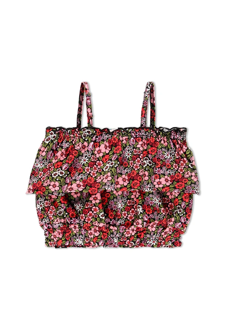 Top maille fleurs pour fille