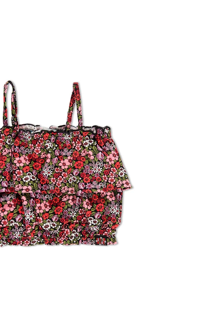 Top maille fleurs pour fille
