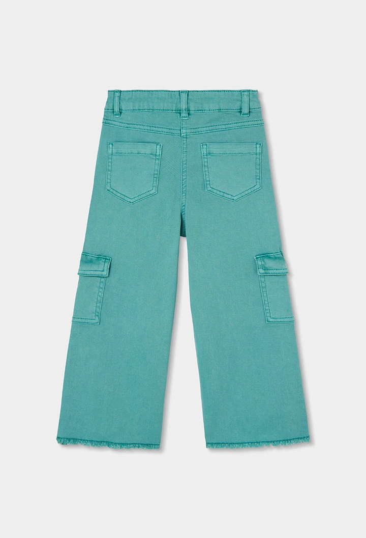Green cargo trousers for girls with pockets