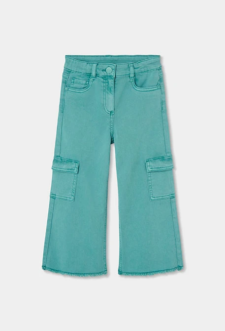 Pantalón cargo verde niña con bolsillos