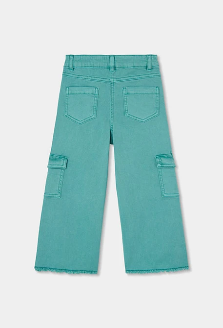 Pantalón cargo verde niña con bolsillos