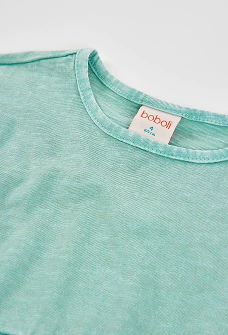 Grünes Mädchen-Strickshirt mit Rüsche