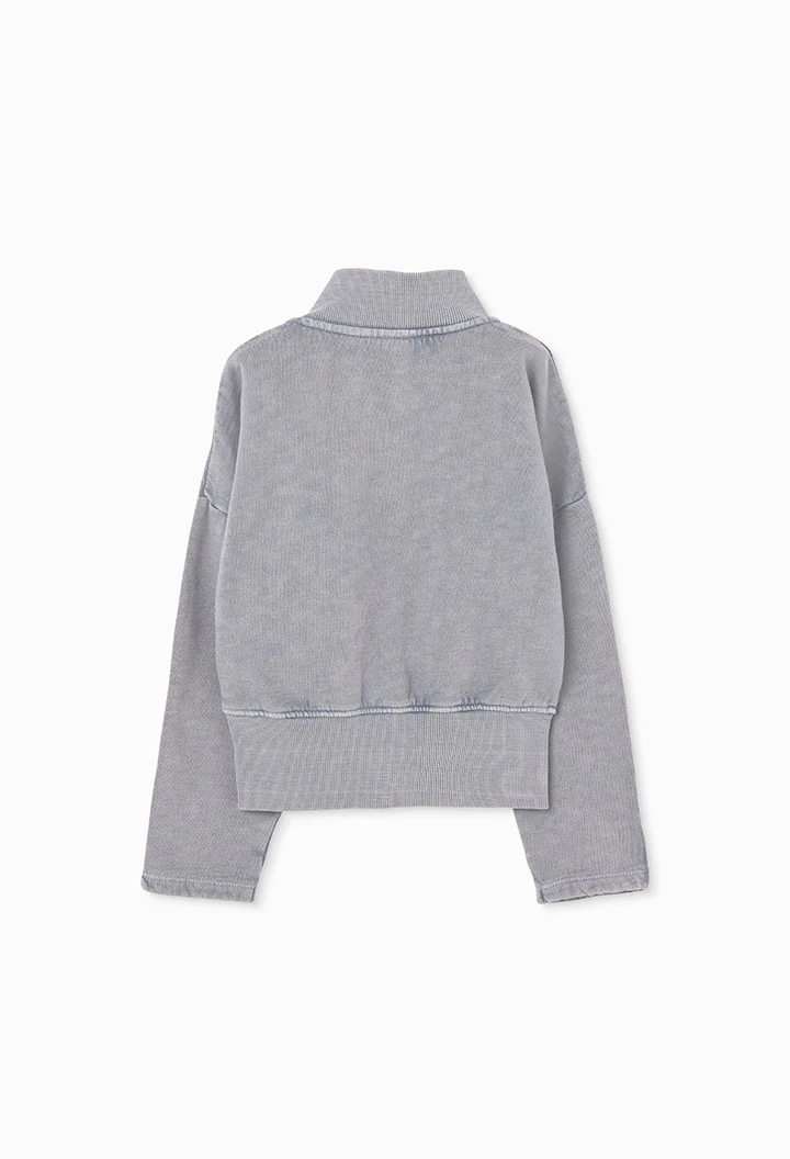 Veste en molleton fille grise avec fermeture éclair