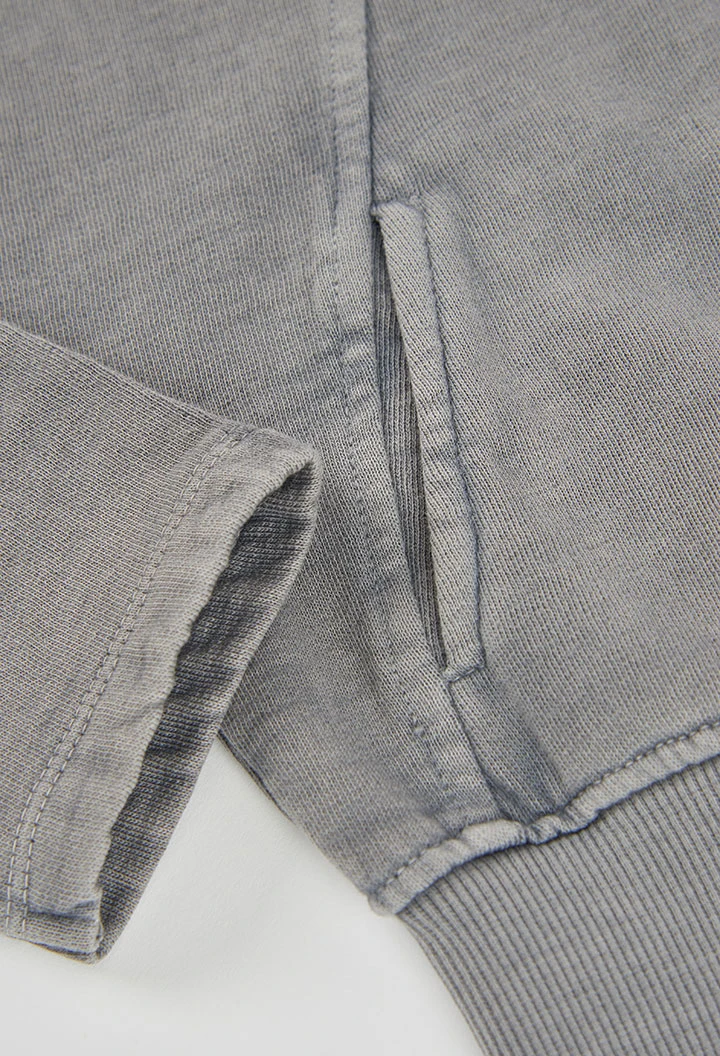 Chaqueta felpa niña gris con cremallera