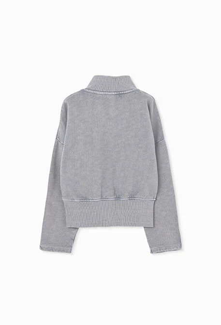 Grau-Plüschjacke für Mädchen mit Reißverschluss