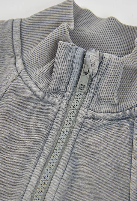 Chaqueta felpa niña gris con cremallera