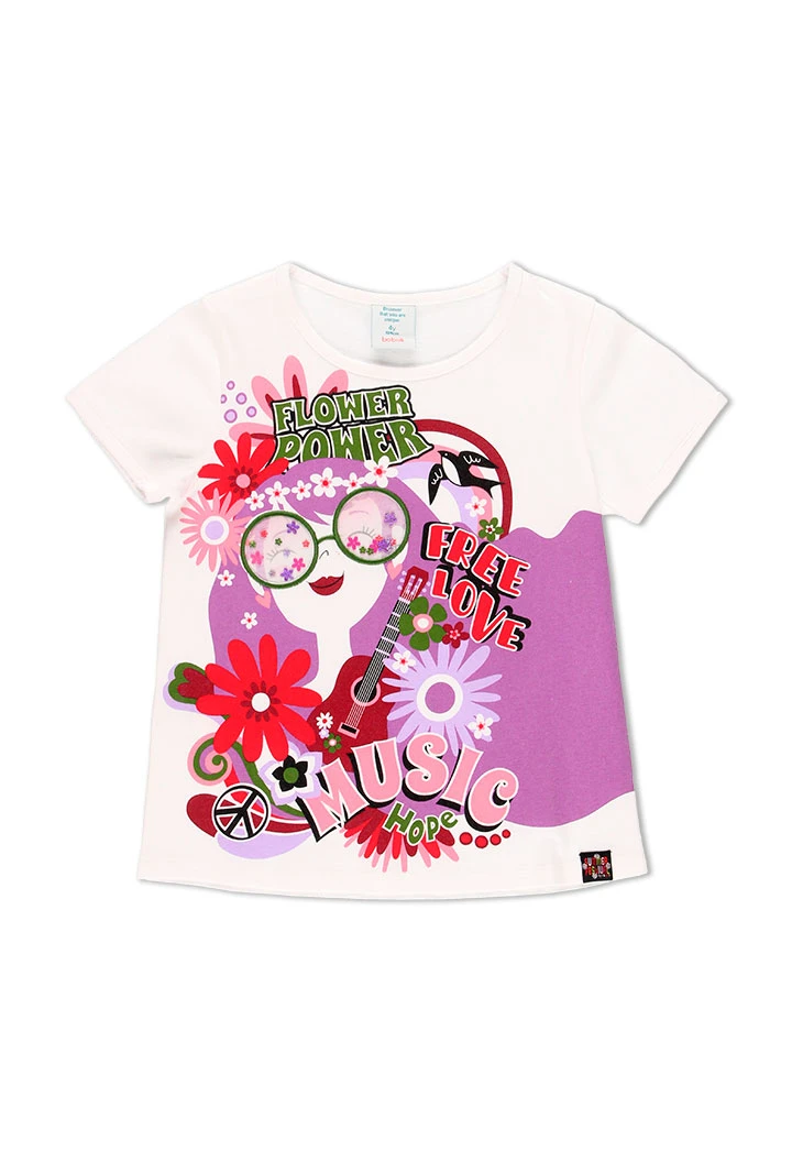 T-Shirt tricot "flowers bbl" pour fille