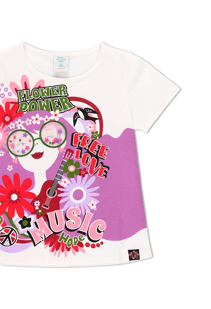 T-Shirt tricot "flowers bbl" pour fille