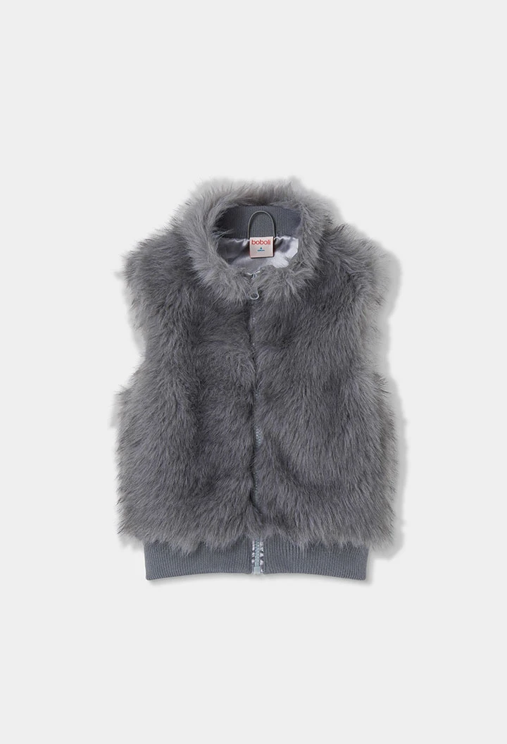 Armilla de pèl nena gris