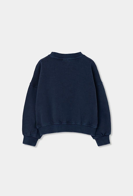 Sudadera felpa niña azul marino estampado flores