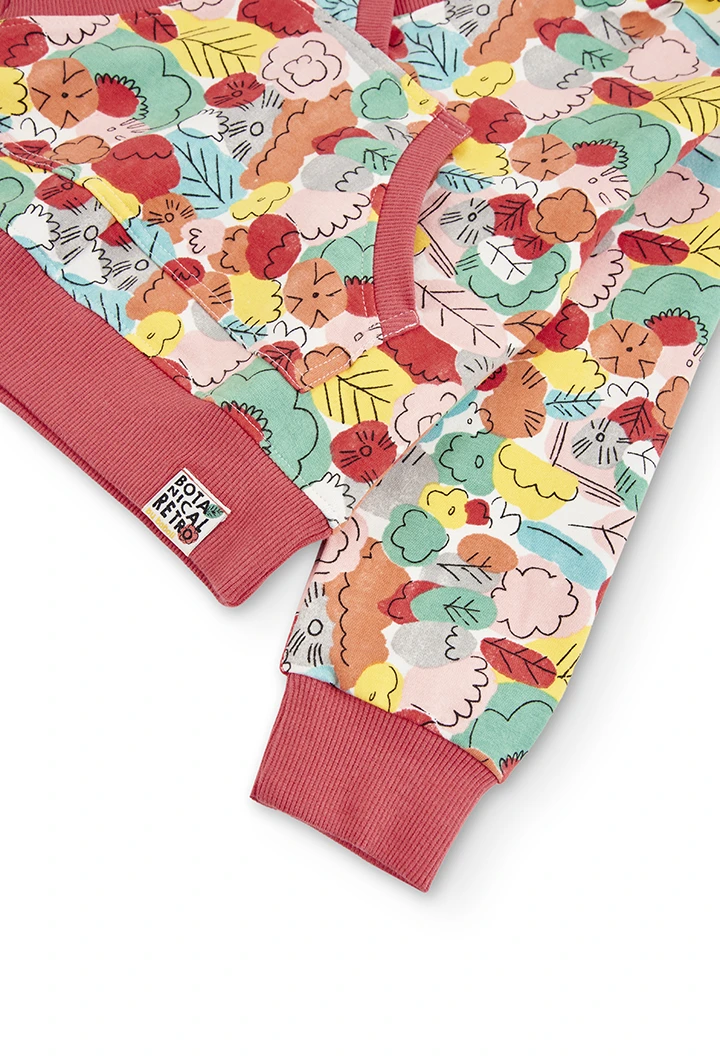 Fleece sweatshirt "leaves" for girl