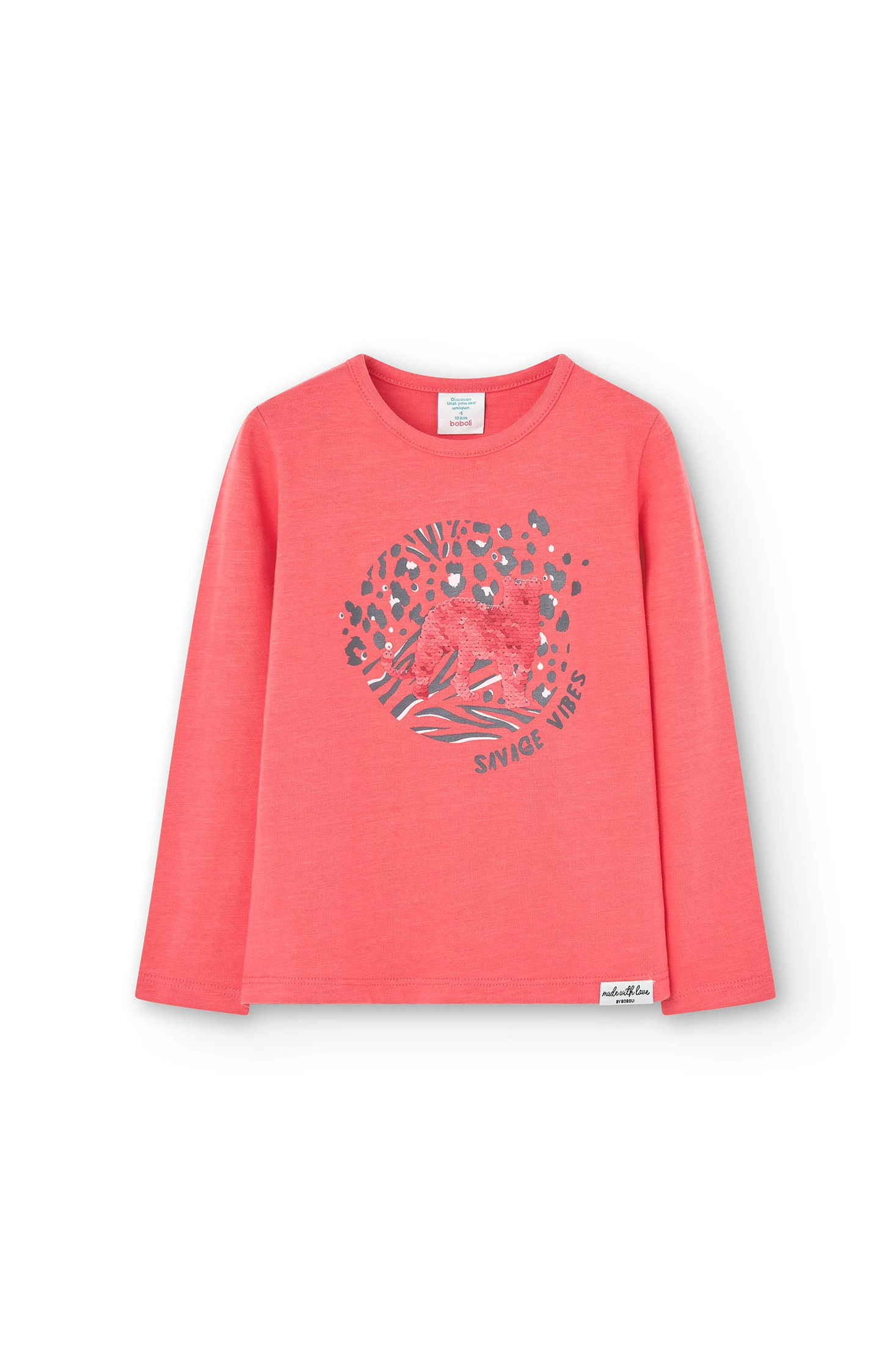 Camiseta punto flamé color hibiscus-Camiseta-NIÑA