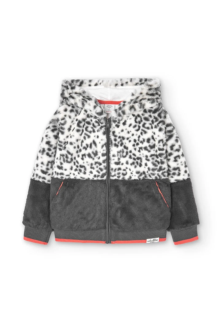 Fluffy hooded jacket for girl