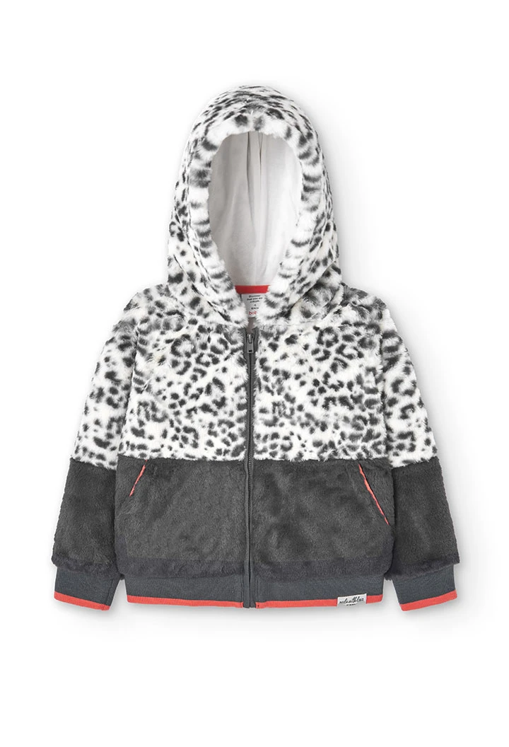 Fluffy hooded jacket for girl