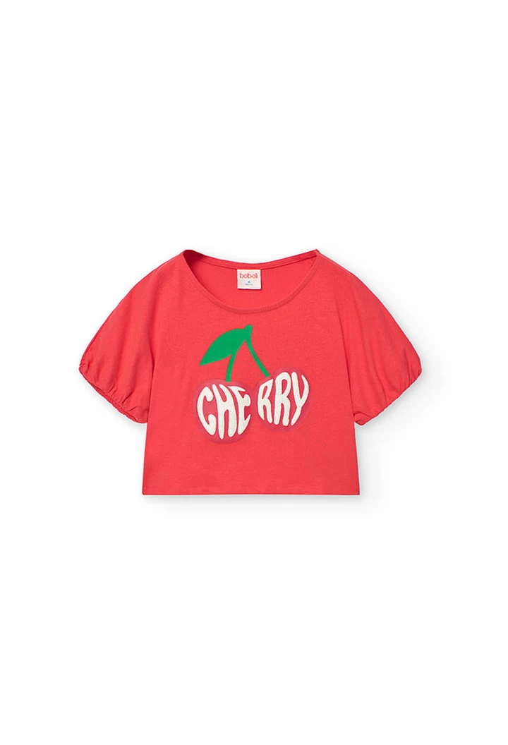 T-shirt tricoté rouge pour fille