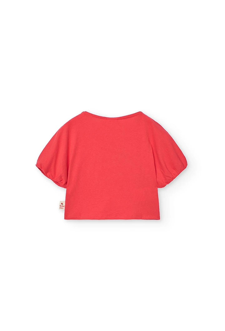Camiseta de punto de niña en rojo
