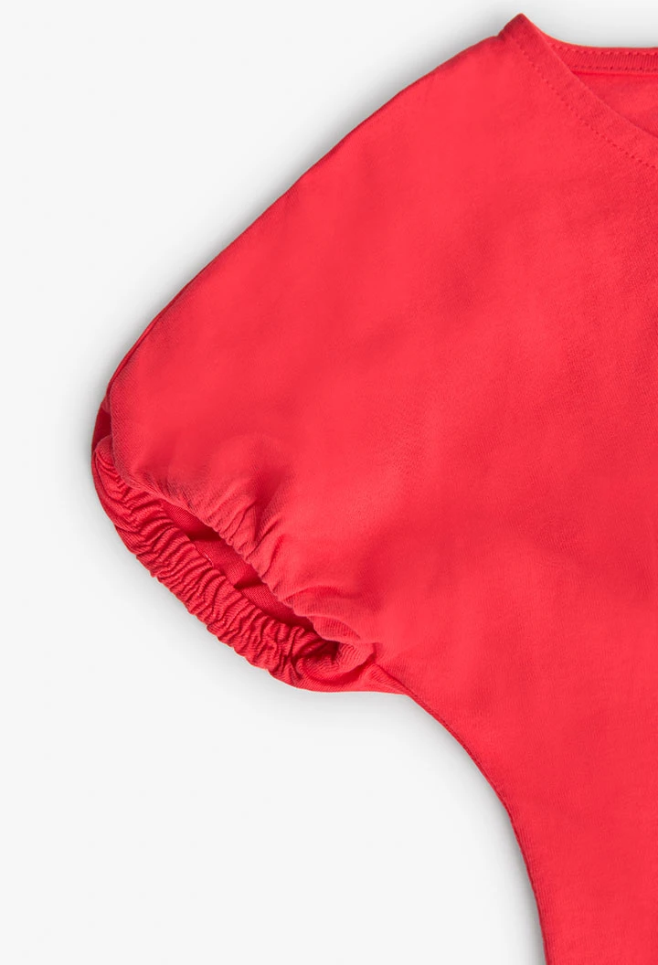 Camisola de malha de menina em vermelho