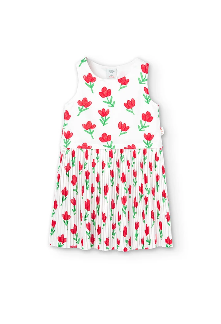 Robe tricotée plissée imprimée fleurs pour fille