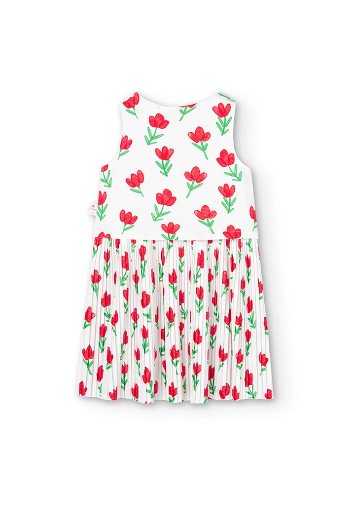 Robe tricotée plissée imprimée fleurs pour fille