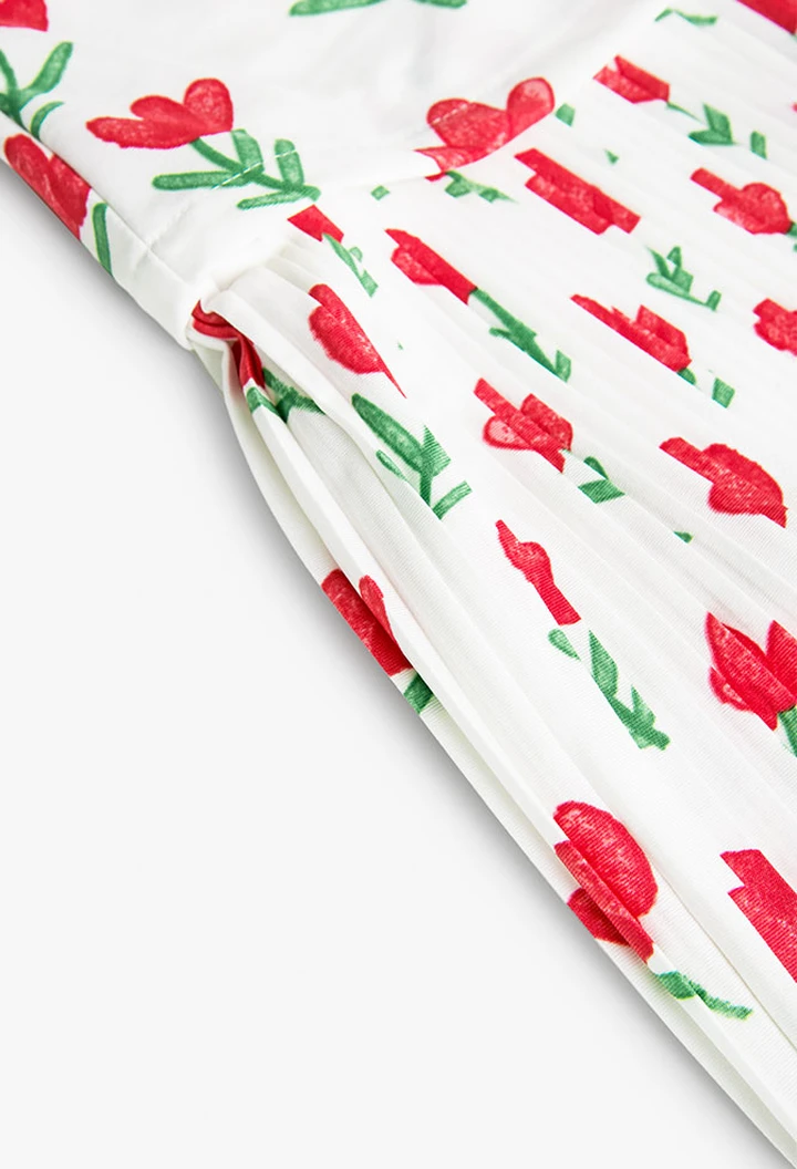 Robe tricotée plissée imprimée fleurs pour fille