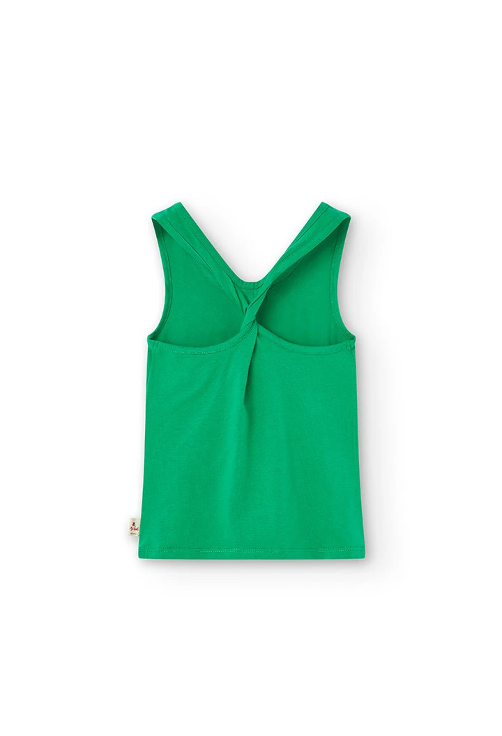 Camisola de malha de alças de menina em verde