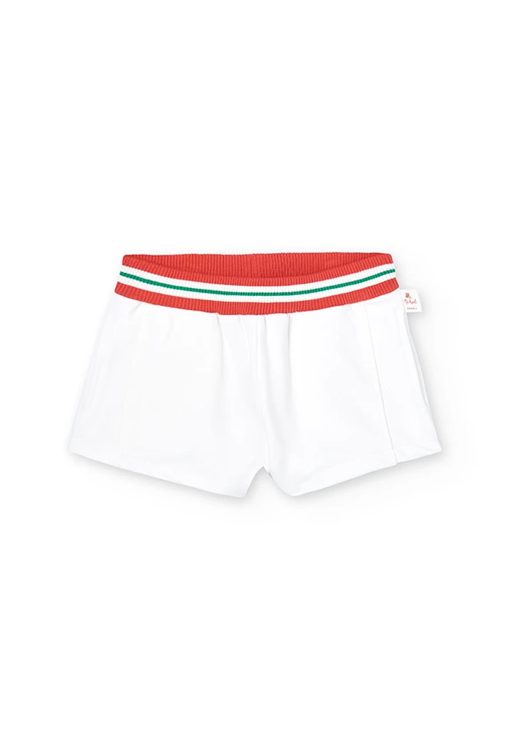 Short molleton blanc pour fille