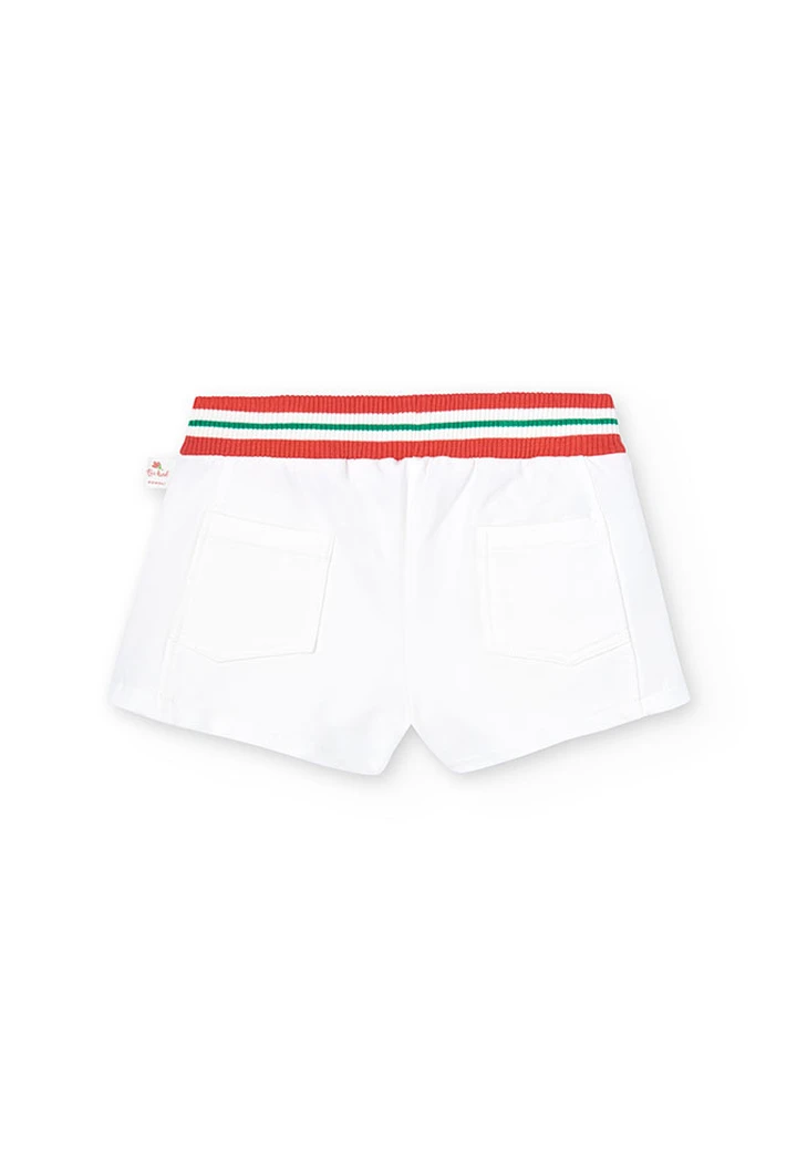 Short molleton blanc pour fille