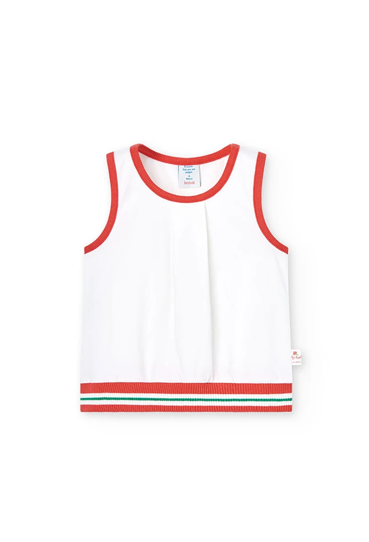 T-shirt tricoté maille élastique blanc pour fille