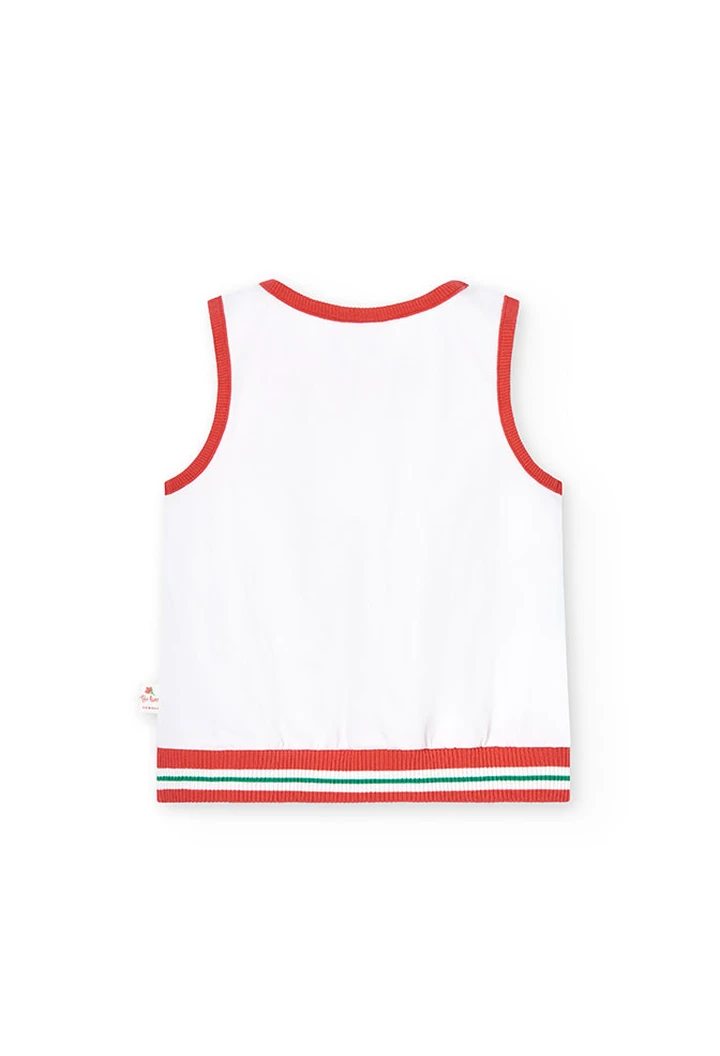 T-shirt tricoté maille élastique blanc pour fille