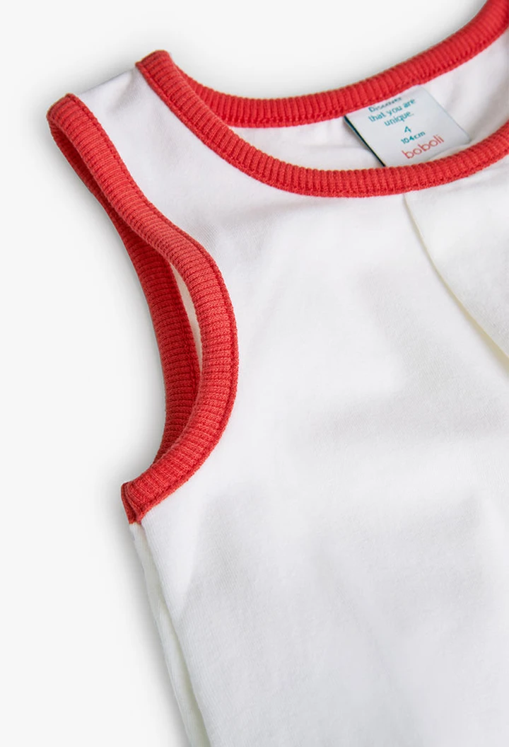 T-shirt tricoté maille élastique blanc pour fille