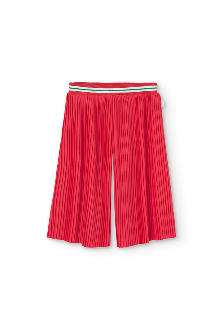 Girl\'s red pleated knit trousers