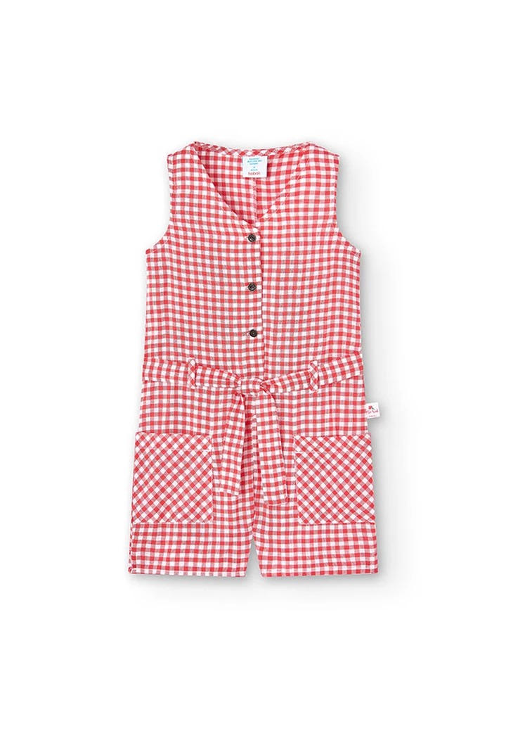 Combinaison fille en viscose à carreaux vichy