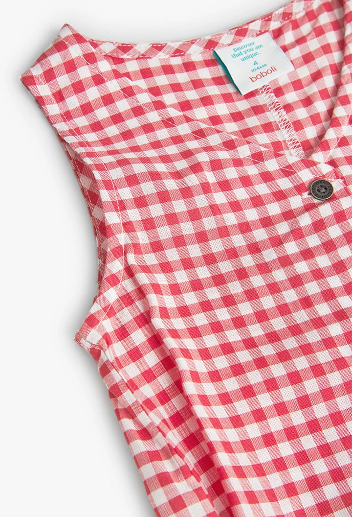 Combinaison fille en viscose à carreaux vichy