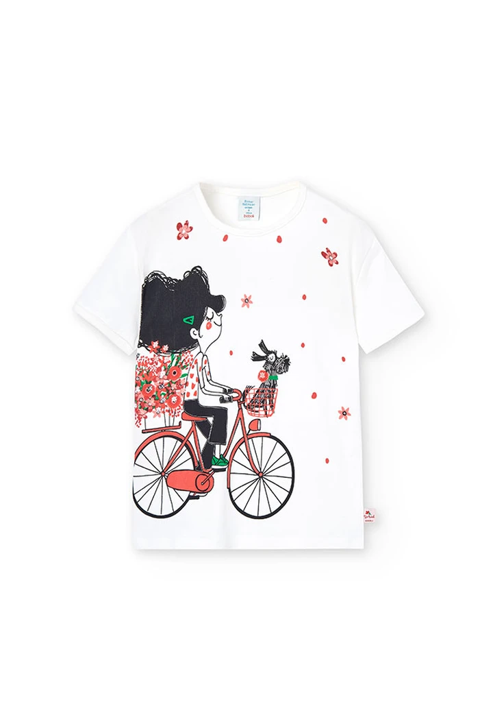 T-shirt tricoté blanc pour fille
