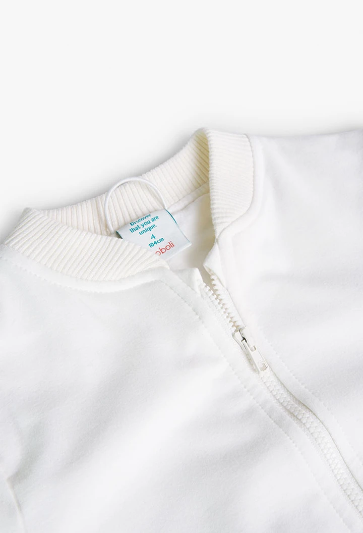 Veste molleton blanche pour fille