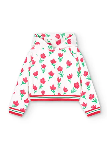 Fleece-Sweatshirt für Mädchen in Farbe Weiß
