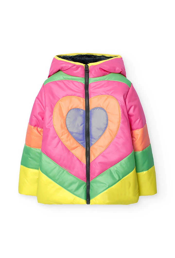 Parka doublée  pour fille en couleur fraise