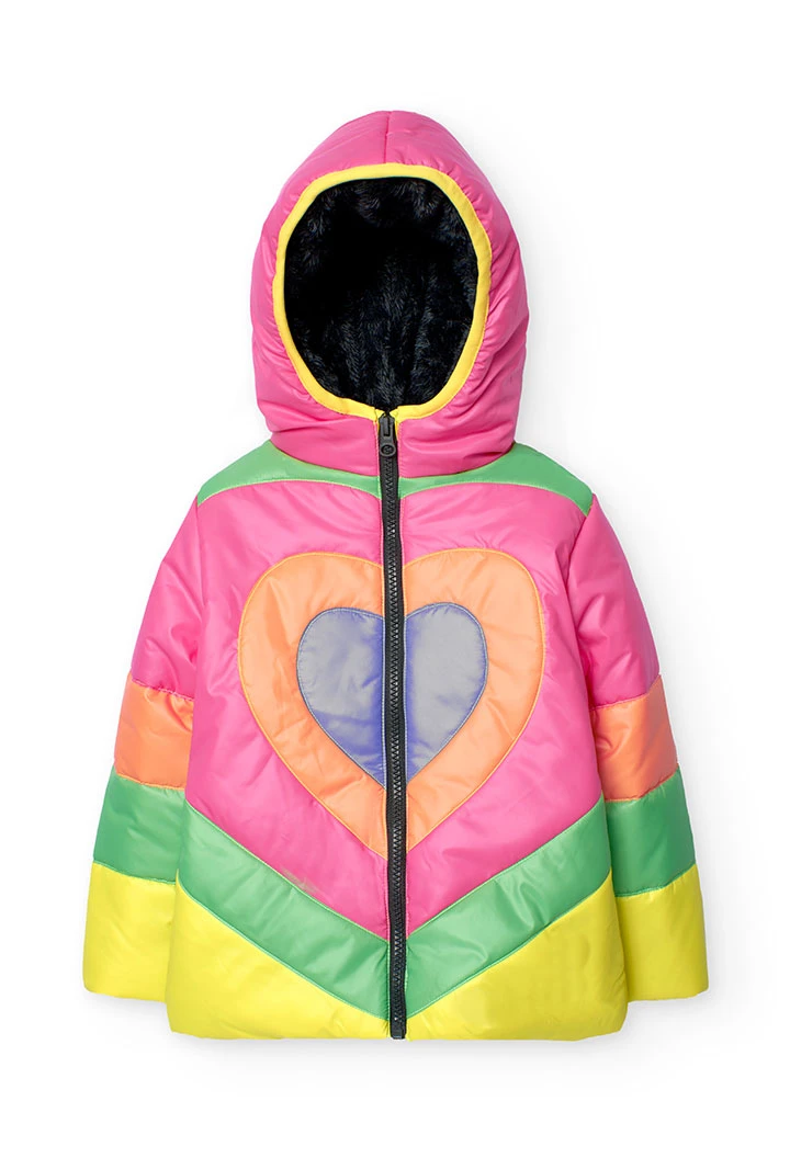 Parka tecnica da bambina color fragola